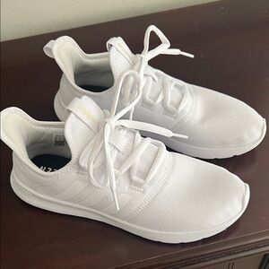 adidas All-White Knit Lace-Up Sneakers